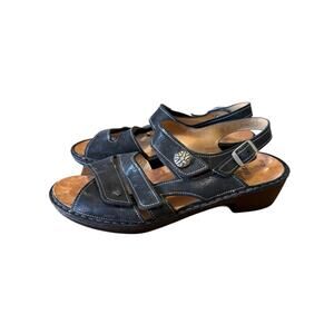 Finn Comfort Sandals Womens US 9 UK 7D Slingback Strappy Black Leather Buckle